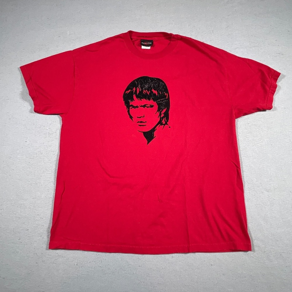 Vintage Bruce Lee Graphic T Shirt Men XL Regular Fit Red Martial Arts Cinema‎